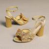 imageAmoji Womens Block Sequin Heeled 37 Inch Sandal Bowknot Ankle Strap Wedding Party Dress Shoes 30437inchsatingold
