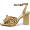 imageAmoji Womens Block Sequin Heeled 37 Inch Sandal Bowknot Ankle Strap Wedding Party Dress Shoes 30437inchsatingold