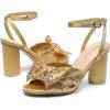 imageAmoji Womens Block Sequin Heeled 37 Inch Sandal Bowknot Ankle Strap Wedding Party Dress Shoes 30437inchsatingold