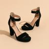 imageAmoji Womens Chunky Platform Heels 4 Bowknot Heeled Sandal Wedding With Ankle Strap 302F4Blacknubuck