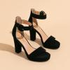 imageAmoji Womens Chunky Platform Heels 4 Bowknot Heeled Sandal Wedding With Ankle Strap 302F4Blacknubuck