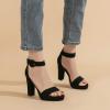 imageAmoji Womens Chunky Platform Heels 4 Bowknot Heeled Sandal Wedding With Ankle Strap 302F4Blacknubuck