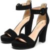imageAmoji Womens Chunky Platform Heels 4 Bowknot Heeled Sandal Wedding With Ankle Strap 302F4Blacknubuck
