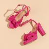 imageAmoji Womens Chunky Platform Heels 4 Bowknot Heeled Sandal Wedding With Ankle Strap 302F4Fuchsiasatin