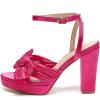 imageAmoji Womens Chunky Platform Heels 4 Bowknot Heeled Sandal Wedding With Ankle Strap 302F4Fuchsiasatin