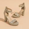 imageAmoji Womens Chunky Platform Heels 4 Bowknot Heeled Sandal Wedding With Ankle Strap 302F4Goldglitter