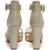 imageAmoji Womens Chunky Platform Heels 4 Bowknot Heeled Sandal Wedding With Ankle Strap 302F4Goldglitter