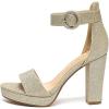 imageAmoji Womens Chunky Platform Heels 4 Bowknot Heeled Sandal Wedding With Ankle Strap 302F4Goldglitter