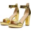 imageAmoji Womens Chunky Platform Heels 4 Bowknot Heeled Sandal Wedding With Ankle Strap 302F4Goldpupu