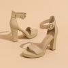 imageAmoji Womens Chunky Platform Heels 4 Bowknot Heeled Sandal Wedding With Ankle Strap 302F4Nudepu