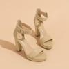 imageAmoji Womens Chunky Platform Heels 4 Bowknot Heeled Sandal Wedding With Ankle Strap 302F4Nudepu