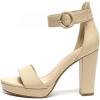 imageAmoji Womens Chunky Platform Heels 4 Bowknot Heeled Sandal Wedding With Ankle Strap 302F4Nudepu