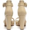 imageAmoji Womens Chunky Platform Heels 4 Bowknot Heeled Sandal Wedding With Ankle Strap 302F4Nudepu