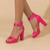imageAmoji Womens Chunky Platform Heels 4 Bowknot Heeled Sandal Wedding With Ankle Strap 302F4Rosesatin