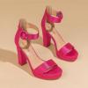 imageAmoji Womens Chunky Platform Heels 4 Bowknot Heeled Sandal Wedding With Ankle Strap 302F4Rosesatin