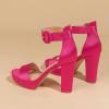 imageAmoji Womens Chunky Platform Heels 4 Bowknot Heeled Sandal Wedding With Ankle Strap 302F4Rosesatin