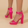imageAmoji Womens Chunky Platform Heels 4 Bowknot Heeled Sandal Wedding With Ankle Strap 302F4Rosesatin