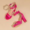imageAmoji Womens Chunky Platform Heels 4 Bowknot Heeled Sandal Wedding With Ankle Strap 302F4Rosesatin