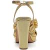 imageAmoji Womens Chunky Platform Heels 4 Bowknot Heeled Sandal Wedding With Ankle Strap 302F4Shinygoldsatin