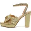 imageAmoji Womens Chunky Platform Heels 4 Bowknot Heeled Sandal Wedding With Ankle Strap 302F4Shinygoldsatin