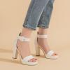 imageAmoji Womens Chunky Platform Heels 4 Bowknot Heeled Sandal Wedding With Ankle Strap 302F4Whitepu