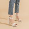 imageAmoji Womens Chunky Platform Heels 4 Bowknot Heeled Sandal Wedding With Ankle Strap 302F4Whitepu