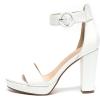 imageAmoji Womens Chunky Platform Heels 4 Bowknot Heeled Sandal Wedding With Ankle Strap 302F4Whitepu