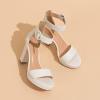 imageAmoji Womens Chunky Platform Heels 4 Bowknot Heeled Sandal Wedding With Ankle Strap 302F4Whitepu