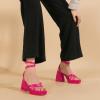 imageAmoji Womens Pink Platform Heels Chunky Heeled Sandals Dressy Block Heels Strappy Thick Heels Prom Wedding Shoes 305 Hot Pink Fuchsia Size 8 Women