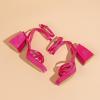 imageAmoji Womens Pink Platform Heels Chunky Heeled Sandals Dressy Block Heels Strappy Thick Heels Prom Wedding Shoes 305 Hot Pink Fuchsia Size 8 Women