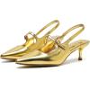 imageAmoji Womens Pointed Toe Pumps Slingback Kitten Heels Party Wedding Dress Shoes FZ329Gold