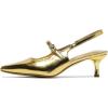 imageAmoji Womens Pointed Toe Pumps Slingback Kitten Heels Party Wedding Dress Shoes FZ329Gold