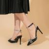 imageAmoji Womens Stilettos Rhinestone High Heels 4 Pumps Ankle Strappy for Wedding Party Dressing Dress Shoes 308Blacksatin