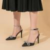 imageAmoji Womens Stilettos Rhinestone High Heels 4 Pumps Ankle Strappy for Wedding Party Dressing Dress Shoes 308Blacksatin