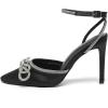 imageAmoji Womens Stilettos Rhinestone High Heels 4 Pumps Ankle Strappy for Wedding Party Dressing Dress Shoes 308Blacksatin