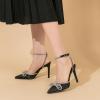imageAmoji Womens Stilettos Rhinestone High Heels 4 Pumps Ankle Strappy for Wedding Party Dressing Dress Shoes 308Blacksatin