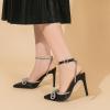 imageAmoji Womens Stilettos Rhinestone High Heels 4 Pumps Ankle Strappy for Wedding Party Dressing Dress Shoes 308Blacksatin