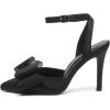 imageAmoji Womens Stilettos Rhinestone High Heels 4 Pumps Ankle Strappy for Wedding Party Dressing Dress Shoes 308Bowblacksatin
