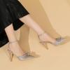 imageAmoji Womens Stilettos Rhinestone High Heels 4 Pumps Ankle Strappy for Wedding Party Dressing Dress Shoes 308Goldglitter