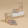 imageAmoji Womens Stilettos Rhinestone High Heels 4 Pumps Ankle Strappy for Wedding Party Dressing Dress Shoes 308Goldglitter