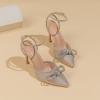 imageAmoji Womens Stilettos Rhinestone High Heels 4 Pumps Ankle Strappy for Wedding Party Dressing Dress Shoes 308Goldglitter