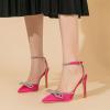imageAmoji Womens Stilettos Rhinestone High Heels 4 Pumps Ankle Strappy for Wedding Party Dressing Dress Shoes 308Pinksatin
