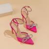 imageAmoji Womens Stilettos Rhinestone High Heels 4 Pumps Ankle Strappy for Wedding Party Dressing Dress Shoes 308Pinksatin