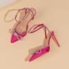 imageAmoji Womens Stilettos Rhinestone High Heels 4 Pumps Ankle Strappy for Wedding Party Dressing Dress Shoes 308Pinksatin