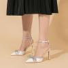 imageAmoji Womens Stilettos Rhinestone High Heels 4 Pumps Ankle Strappy for Wedding Party Dressing Dress Shoes 308Whitesatin