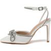 imageAmoji Womens Stilettos Rhinestone High Heels 4 Pumps Ankle Strappy for Wedding Party Dressing Dress Shoes 308Whitesatin