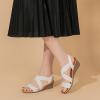 imageAmoji Womens Wedge Heels Sandals Comfortable Dressy Summer Shoes Elastic Strap 603603white