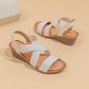 imageAmoji Womens Wedge Heels Sandals Comfortable Dressy Summer Shoes Elastic Strap 603603white
