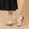 imageAmoji Womens Wedge Heels Sandals Comfortable Dressy Summer Shoes Elastic Strap 603603white