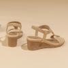 imageAmoji Womens Wedge Heels Sandals Comfortable Dressy Summer Shoes Elastic Strap 603604apricot